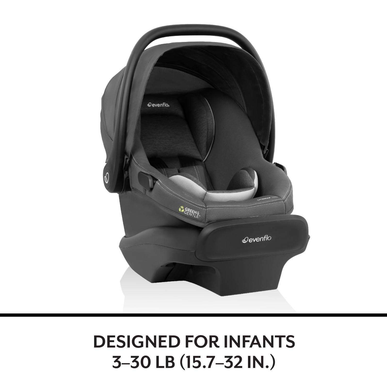 image:imageEvenflo LiteMax NXT RearFacing Lightweight Preemie and Infant Car Seat 330lbs with SensorSafe Easy Install with Base Anchor GrayPrimrose Pink
