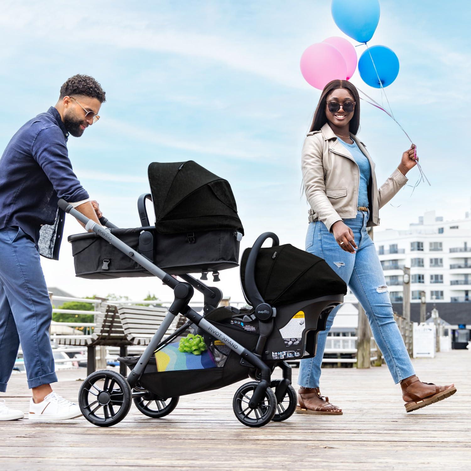 image:imageEvenflo Pivot Xpand Modular Travel System with LiteMax Infant Car Seat with AntiRebound Bar Sabino GrayAyrshire Black