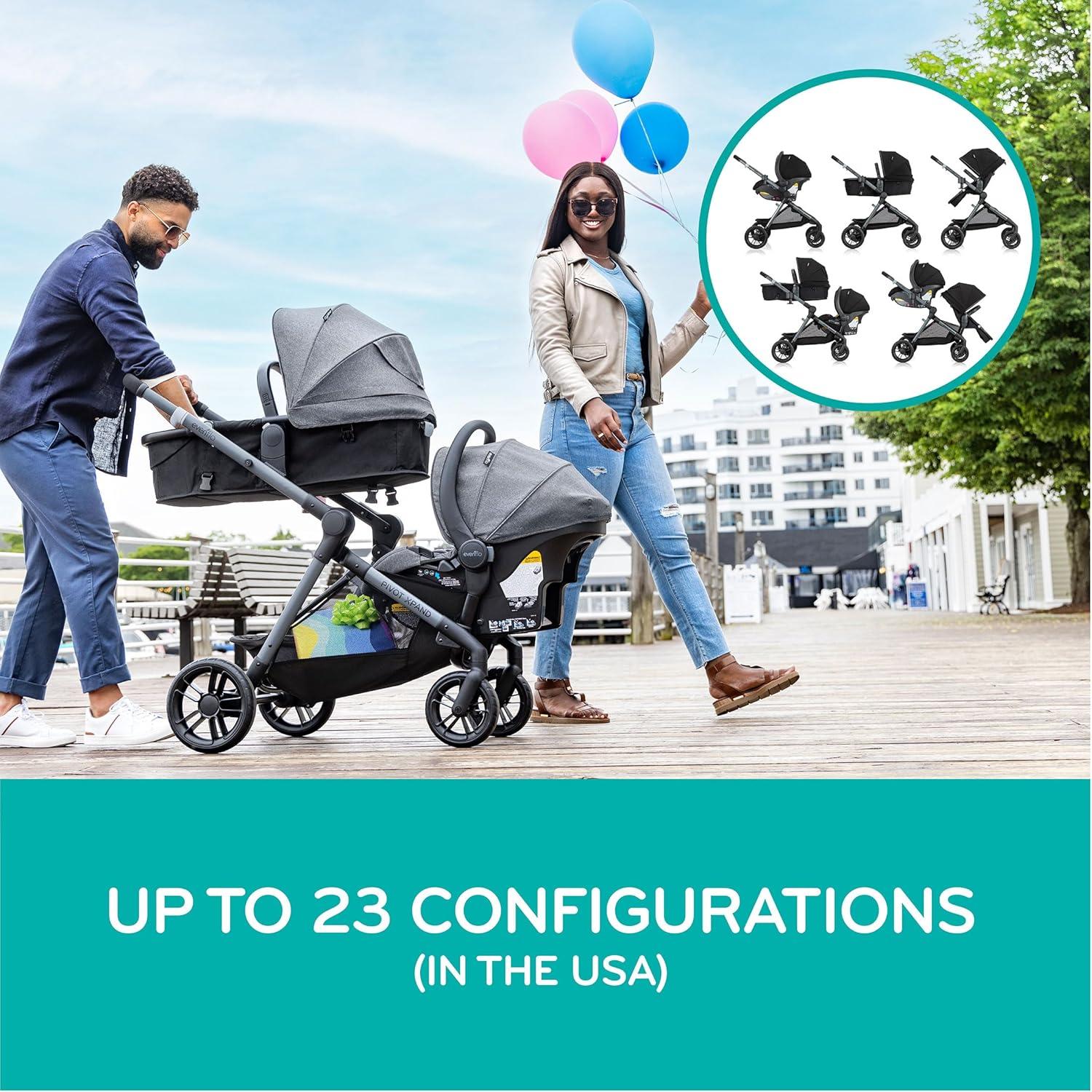 image:imageEvenflo Pivot Xpand Modular Travel System with LiteMax Infant Car Seat with AntiRebound Bar Sabino GraySabino Gray