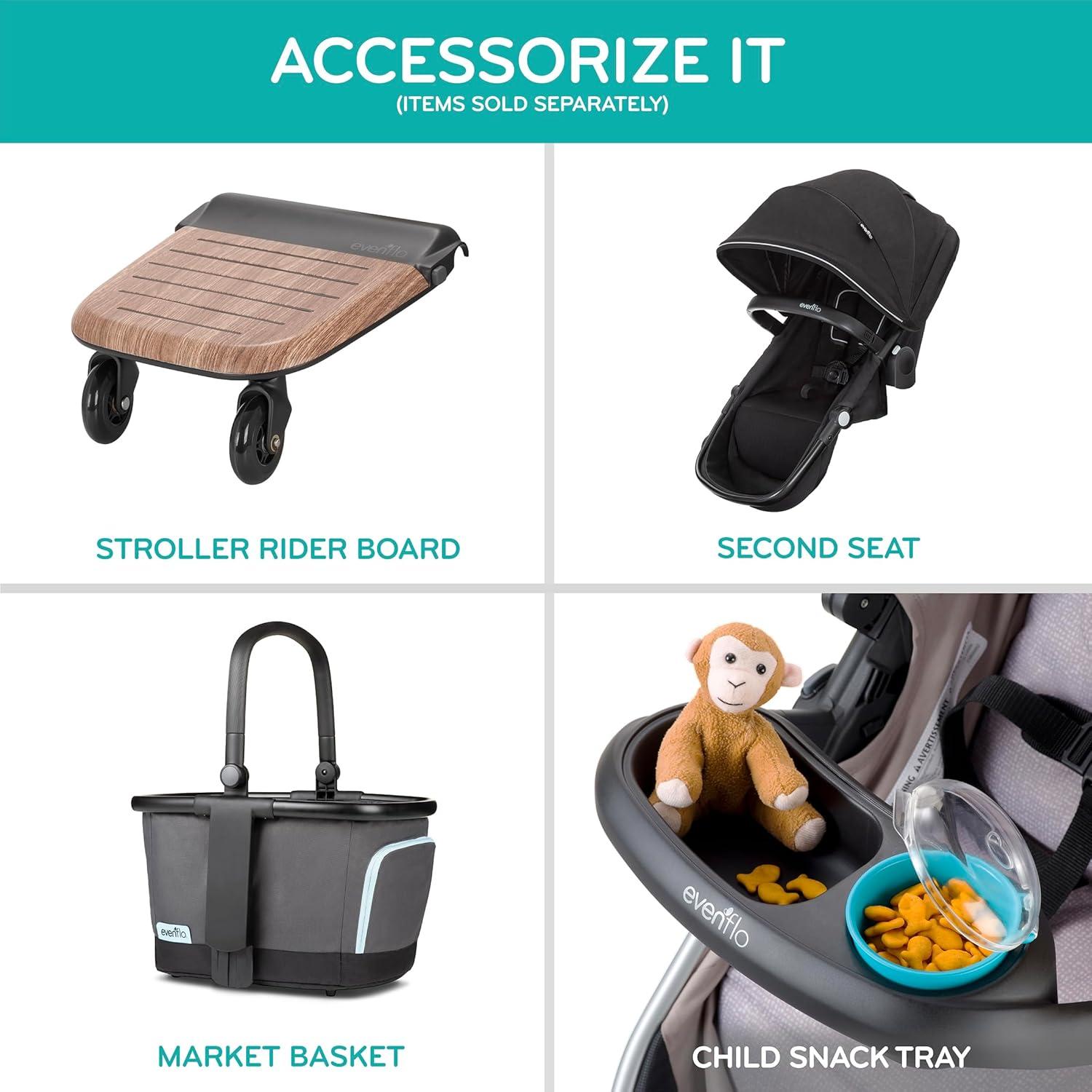 image:imageEvenflo Pivot Xpand Modular Travel System with LiteMax Infant Car Seat with AntiRebound Bar Sabino GraySabino Gray