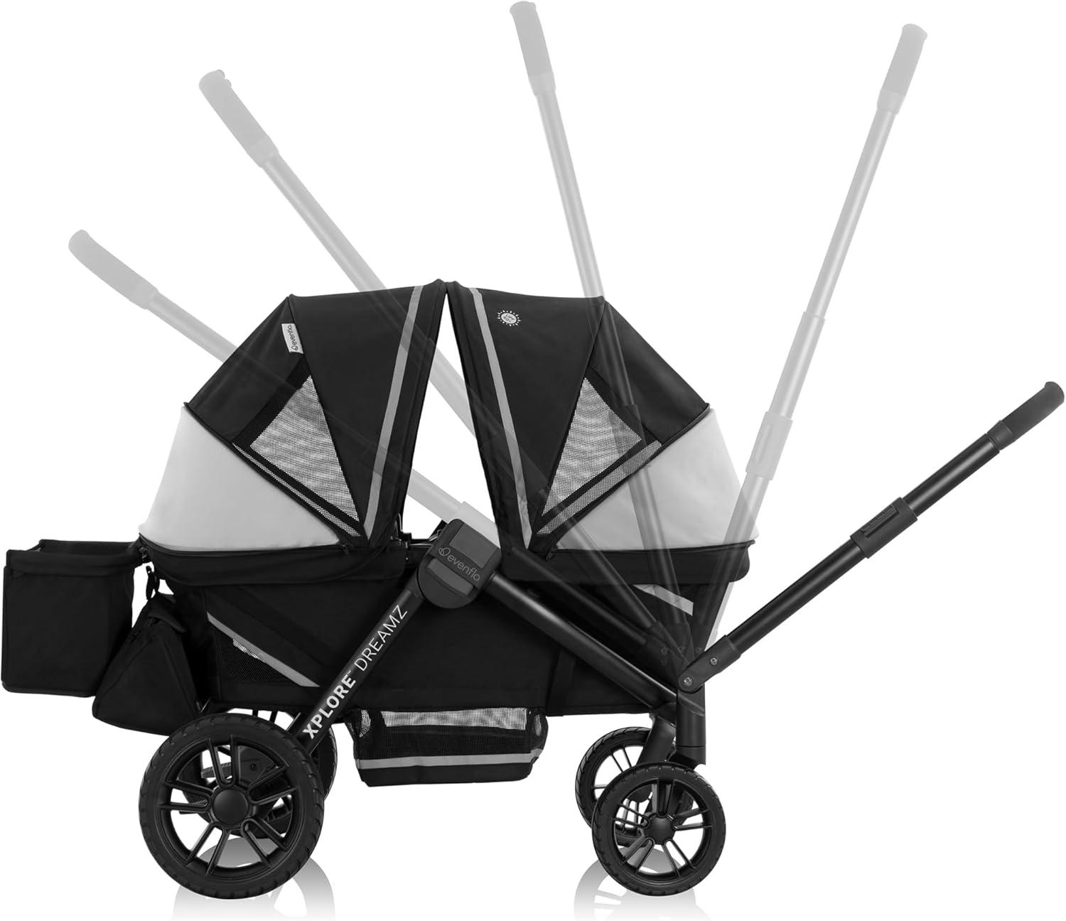 image:imageEvenflo Pivot Xplore Dreamz AllTerrain Stroller Wagon with Bassinet Insert and Adaptor Jetsetter Black