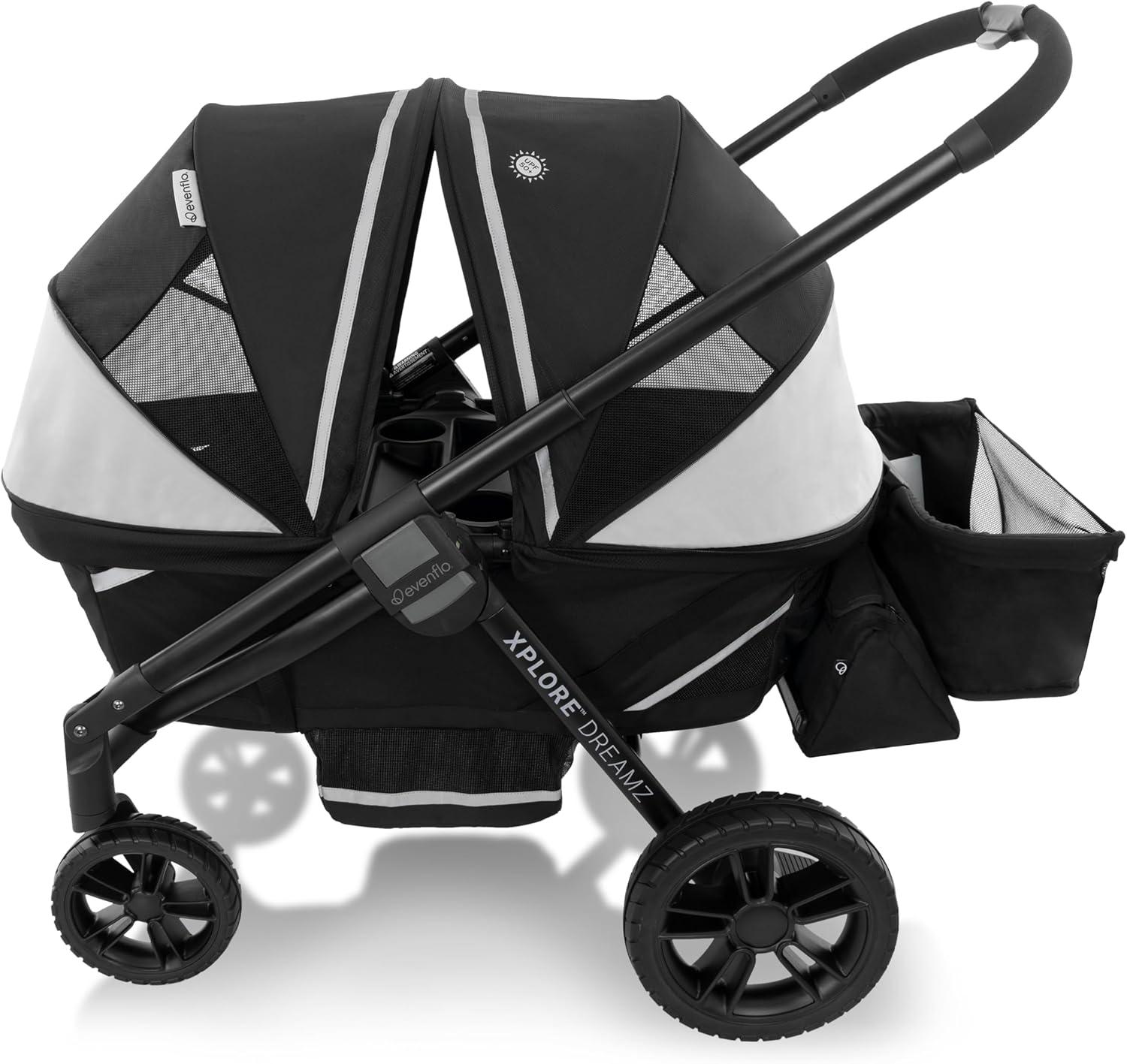 image:imageEvenflo Pivot Xplore Dreamz AllTerrain Stroller Wagon with Bassinet Insert and Adaptor Jetsetter Black