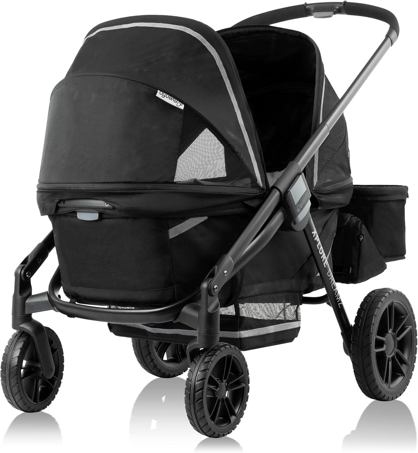 image:imageEvenflo Pivot Xplore Dreamz AllTerrain Stroller Wagon with Bassinet Insert and Adaptor Jetsetter Black