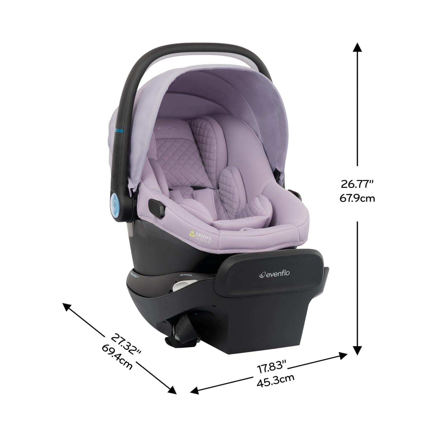 image:imageEvenflo Revolve180 LiteMax NXT Rotating RearFacing Lightweight Preemie and Infant Car Seat 330lbs Easy Install with Base Cinder GrayAgate Purple