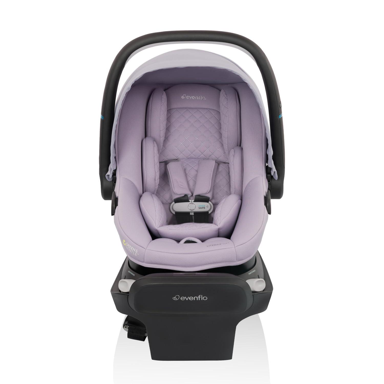 image:imageEvenflo Revolve180 LiteMax NXT Rotating RearFacing Lightweight Preemie and Infant Car Seat 330lbs Easy Install with Base Cinder GrayAgate Purple