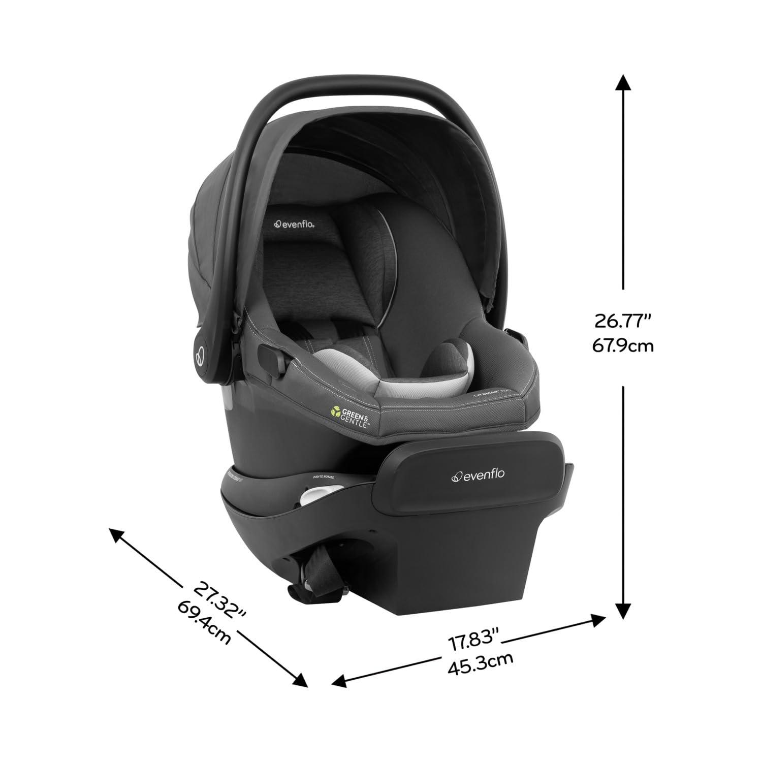 image:imageEvenflo Revolve180 LiteMax NXT Rotating RearFacing Lightweight Preemie and Infant Car Seat 330lbs Easy Install with Base Cinder GrayAnchor Gray