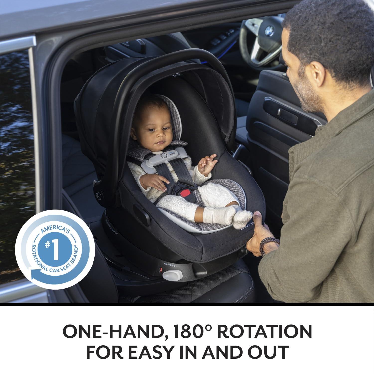 image:imageEvenflo Revolve180 LiteMax NXT Rotating RearFacing Lightweight Preemie and Infant Car Seat 330lbs Easy Install with Base Cinder GrayAnchor Gray