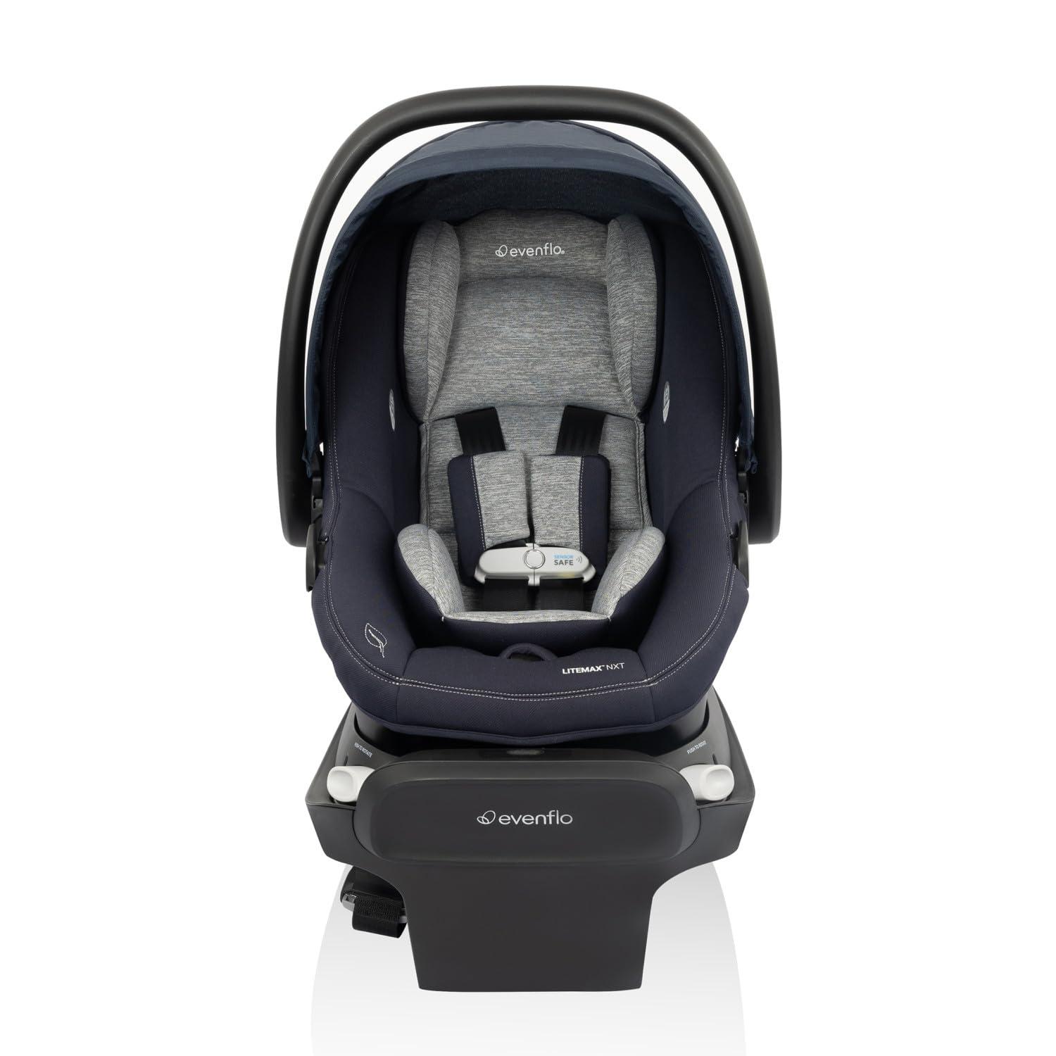 image:imageEvenflo Revolve180 LiteMax NXT Rotating RearFacing Lightweight Preemie and Infant Car Seat 330lbs Easy Install with Base Cinder GrayBeau Navy