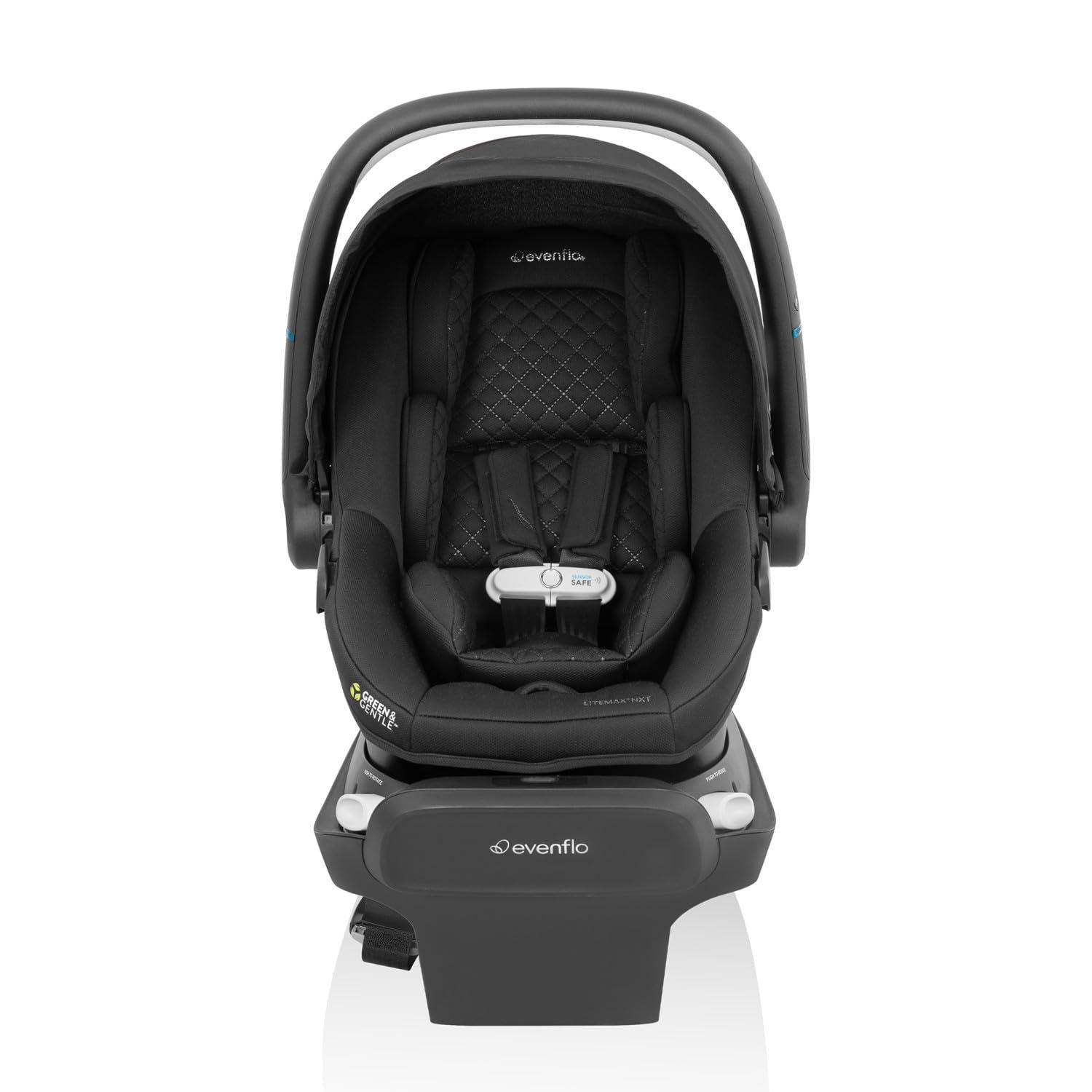 image:imageEvenflo Revolve180 LiteMax NXT Rotating RearFacing Lightweight Preemie and Infant Car Seat 330lbs Easy Install with Base Cinder GrayJasper Black