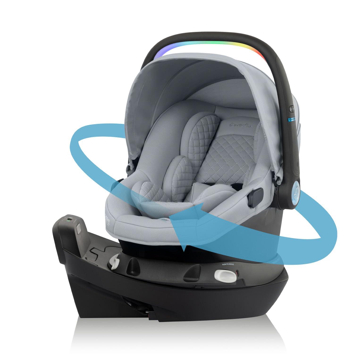 image:imageEvenflo Revolve180 LiteMax NXT Rotating RearFacing Lightweight Preemie and Infant Car Seat 330lbs Easy Install with Base Cinder GrayQuartz