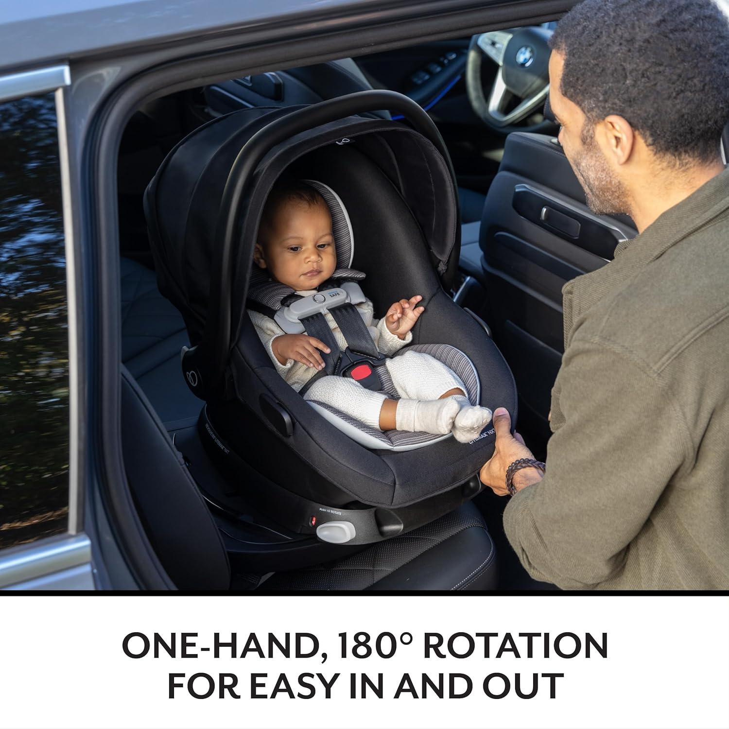 image:imageEvenflo Revolve180 LiteMax NXT Rotating RearFacing Lightweight Preemie and Infant Car Seat 330lbs Easy Install with Base Cinder GrayRose Pink