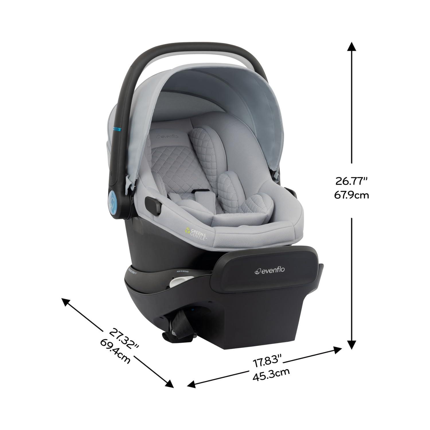 image:imageEvenflo Revolve180 LiteMax NXT Rotating RearFacing Lightweight Preemie and Infant Car Seat 330lbs with Green amp Gentle Easy Install with Base Primrose PinkQuartz
