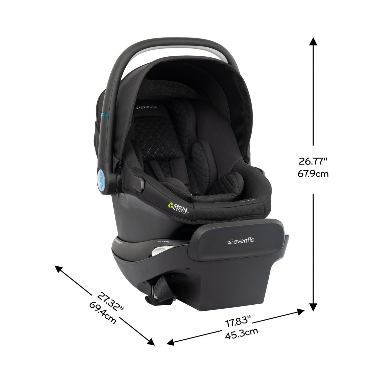 image:imageEvenflo Revolve180 LiteMax NXT Rotating RearFacing Lightweight Preemie and Infant Car Seat 330lbs with Green amp Gentle Easy Install with Base Primrose PinkJasper Black