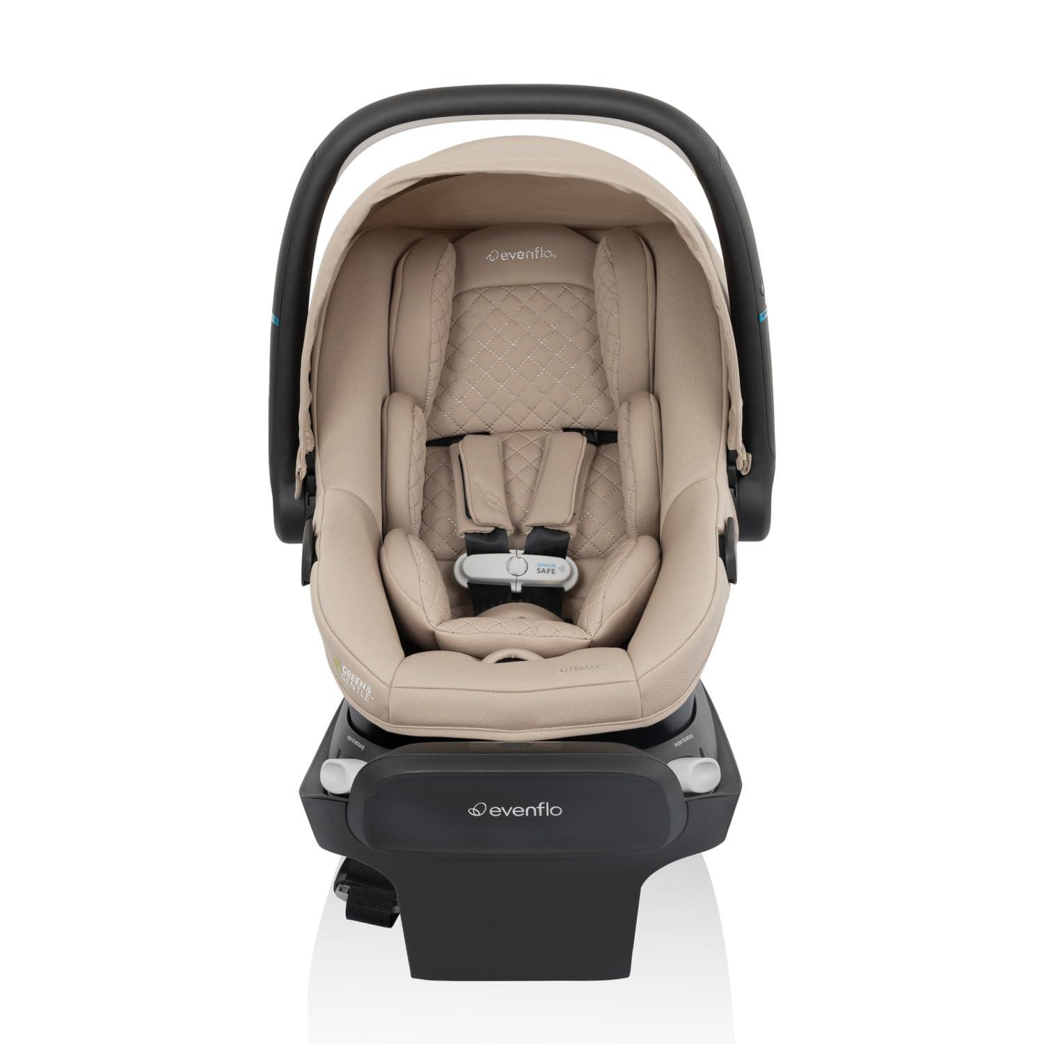 image:imageEvenflo Revolve180 LiteMax NXT Rotating RearFacing Lightweight Preemie and Infant Car Seat 330lbs with Green amp Gentle Easy Install with Base Primrose PinkTopaz