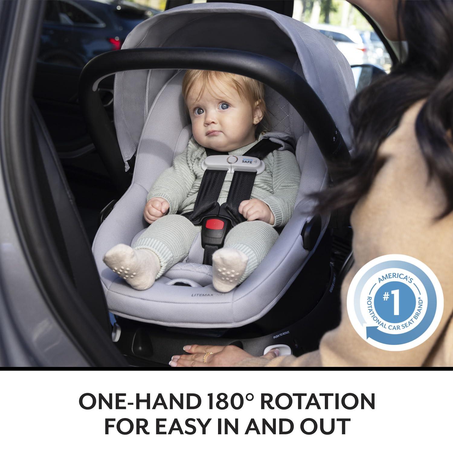 image:imageEvenflo Revolve180 LiteMax NXT Rotating RearFacing Lightweight Preemie and Infant Car Seat 330lbs with Green amp Gentle Easy Install with Base Primrose PinkQuartz