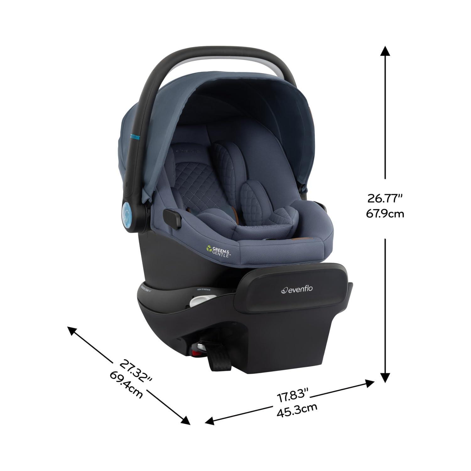 image:imageEvenflo Revolve180 LiteMax NXT Rotating RearFacing Lightweight Preemie and Infant Car Seat 330lbs with Green amp Gentle Easy Install with Base Primrose PinkFlint