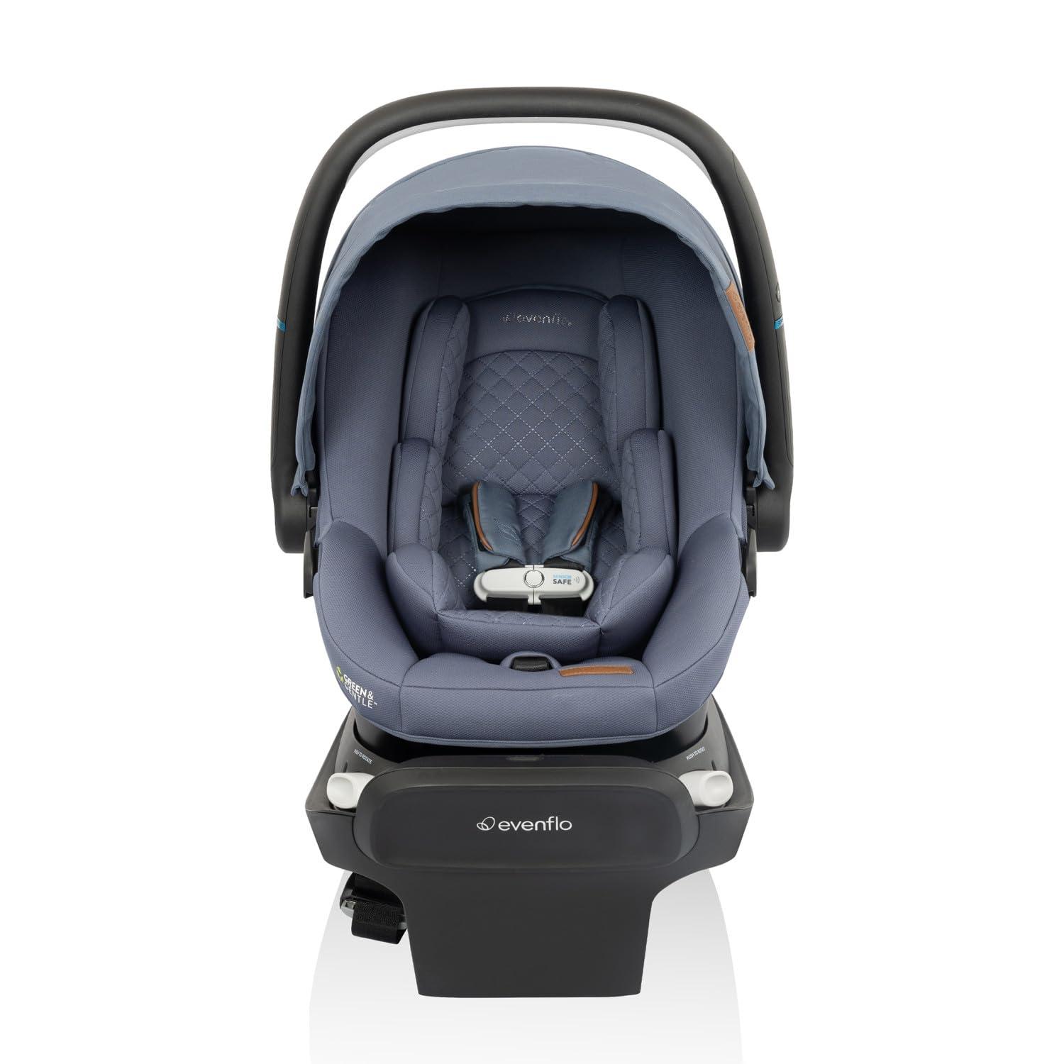 image:imageEvenflo Revolve180 LiteMax NXT Rotating RearFacing Lightweight Preemie and Infant Car Seat 330lbs with Green amp Gentle Easy Install with Base Primrose PinkFlint