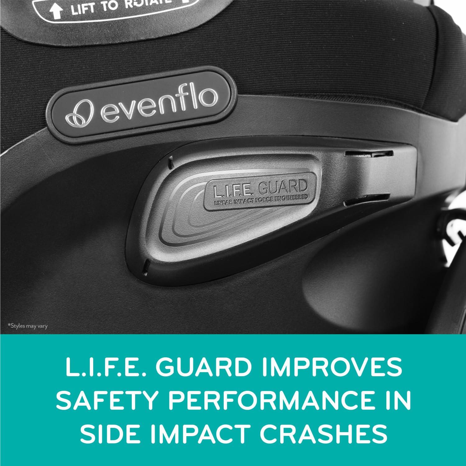 image:imageEvenflo Revolve360 Extend Convertible Car Seat with 360 Degree Rotation Extended RearFacing ForwardFacing Booster Mode and Secure LATCH Install Revere GrayRevere Gray
