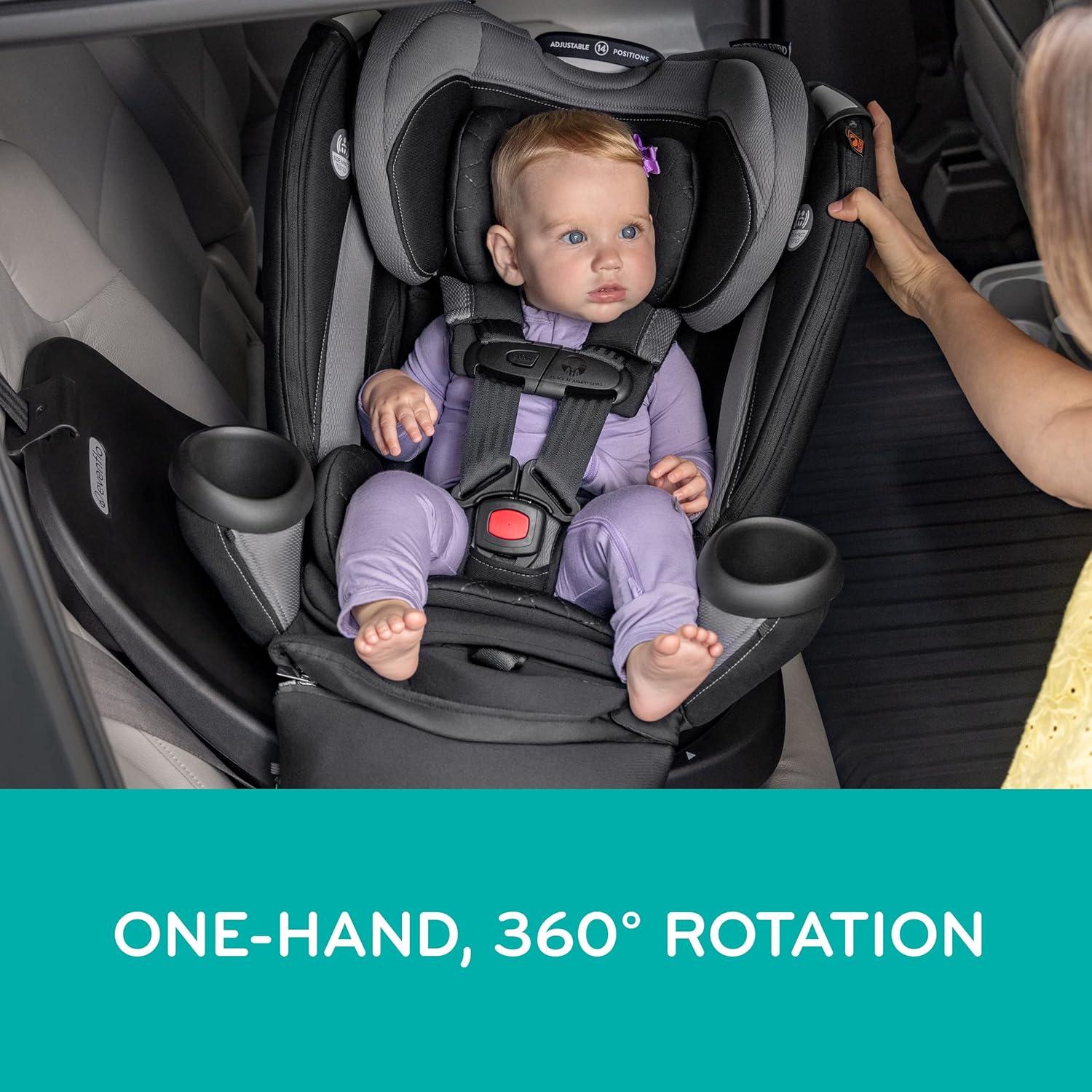 image:imageEvenflo Revolve360 Extend Convertible Car Seat with 360 Degree Rotation Extended RearFacing ForwardFacing Booster Mode and Secure LATCH Install Revere GrayRowe Pink