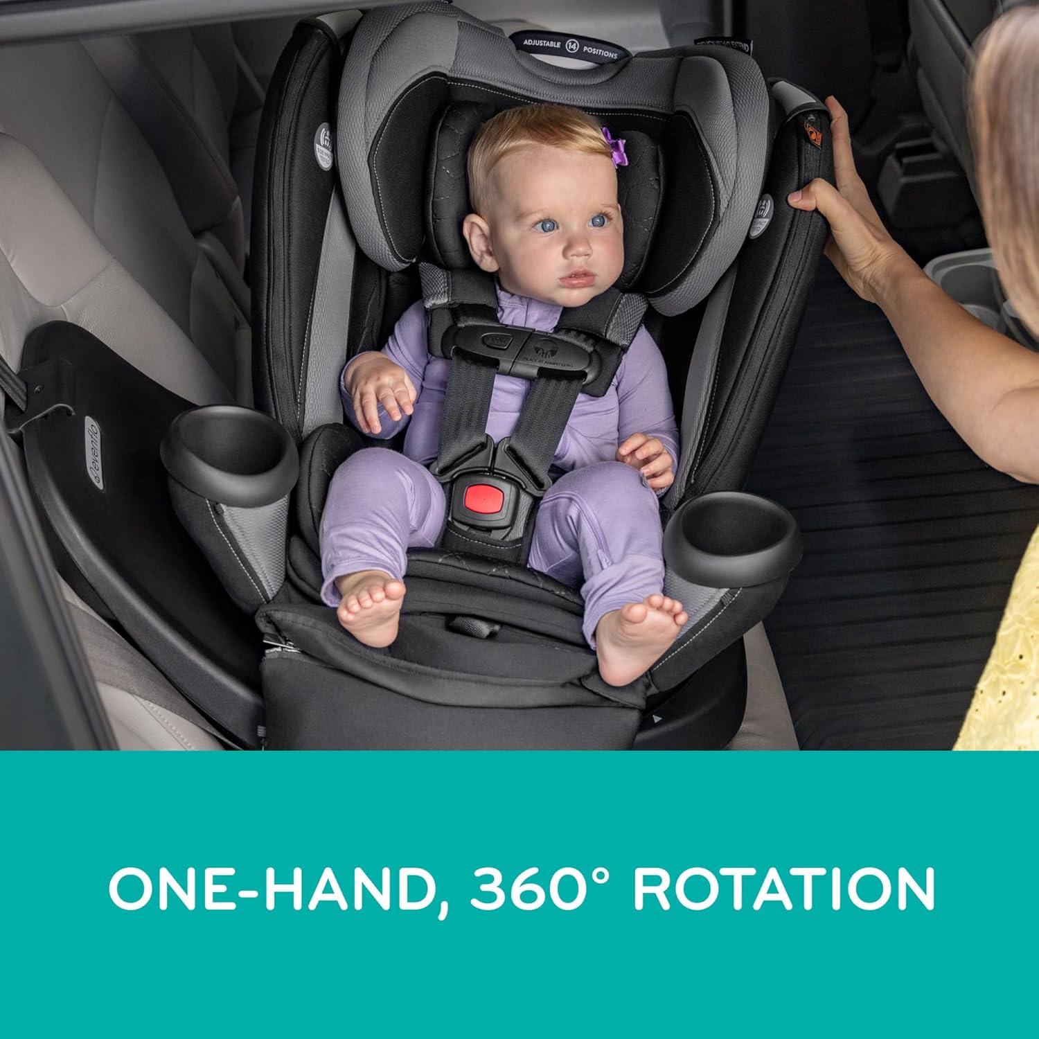 image:imageEvenflo Revolve360 Extend Convertible Car Seat with 360 Degree Rotation Extended RearFacing ForwardFacing Booster Mode and Secure LATCH Install Revere GrayRevere Gray