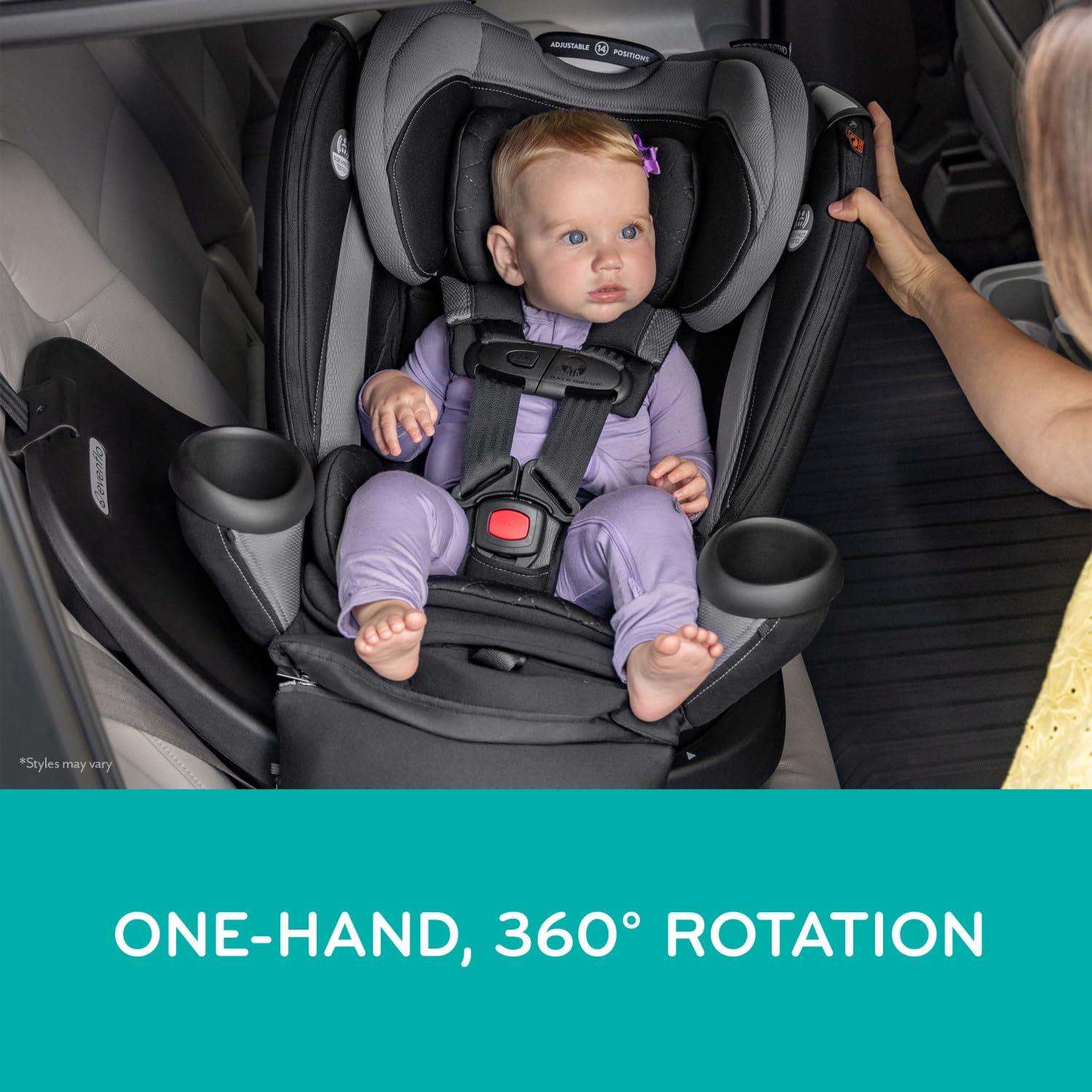 image:imageEvenflo Revolve360 Extend Convertible Car Seat with 360 Degree Rotation Extended RearFacing ForwardFacing Booster Mode and Secure LATCH Install Revere GrayRevere Gray