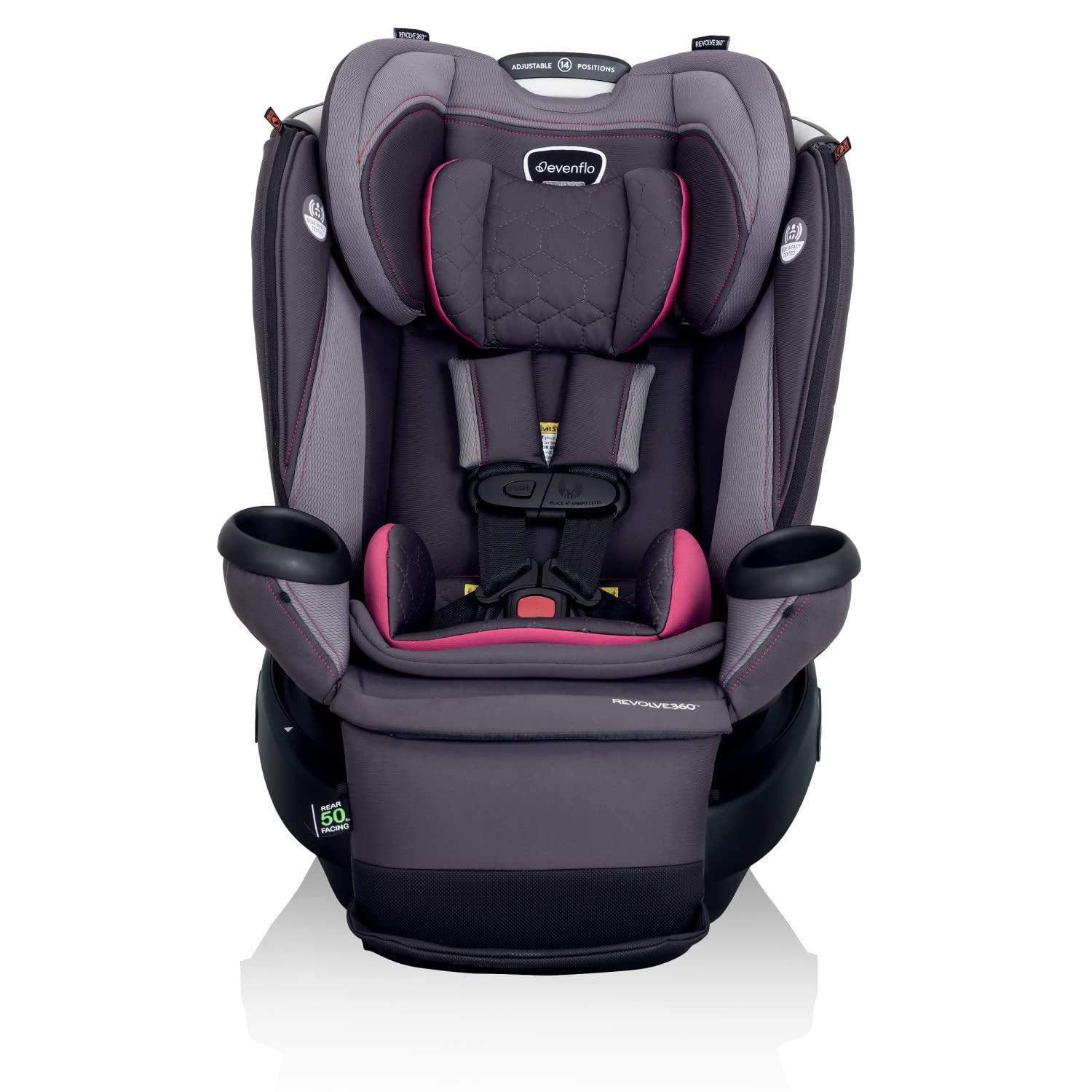 image:imageEvenflo Revolve360 Extend Convertible Car Seat with 360 Degree Rotation Extended RearFacing ForwardFacing Booster Mode and Secure LATCH Install Revere GrayRowe Pink