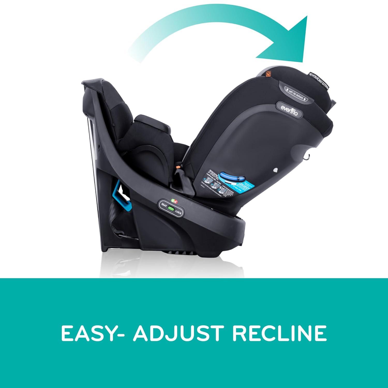 image:imageEvenflo Revolve360 Extend Convertible Car Seat with 360 Degree Rotation Extended RearFacing ForwardFacing Booster Mode and Secure LATCH Install Revere GrayRevere Gray