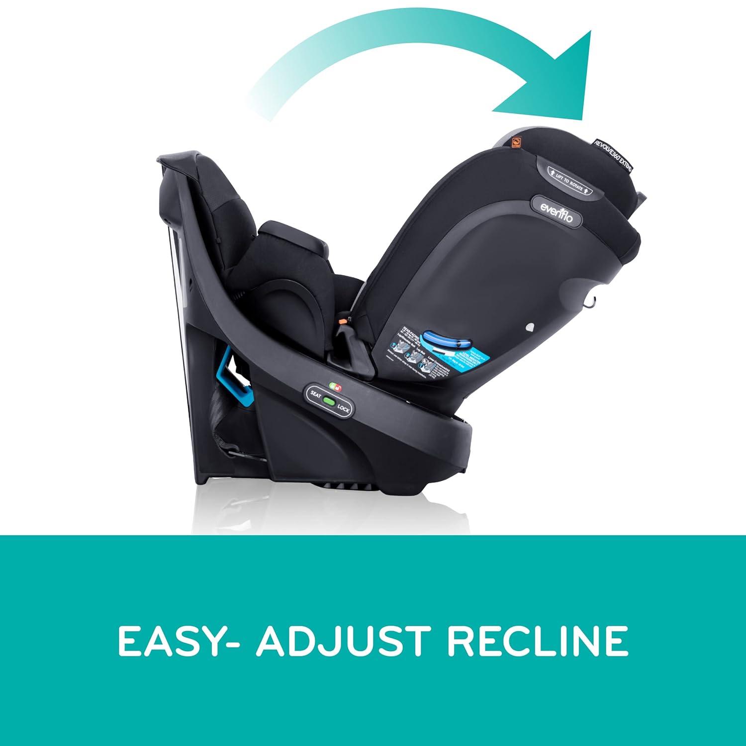 image:imageEvenflo Revolve360 Extend Convertible Car Seat with 360 Degree Rotation Extended RearFacing ForwardFacing Booster Mode and Secure LATCH Install Revere GrayRowe Pink