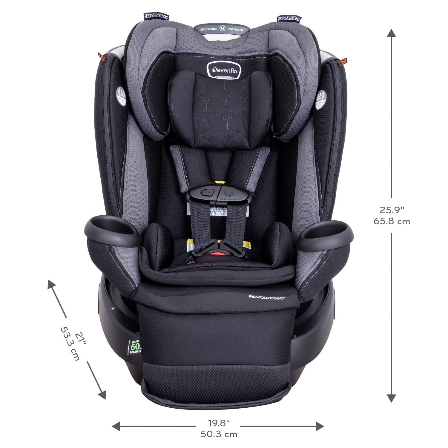 image:imageEvenflo Revolve360 Extend Convertible Car Seat with 360 Degree Rotation Extended RearFacing ForwardFacing Booster Mode and Secure LATCH Install Revere GrayRowe Pink