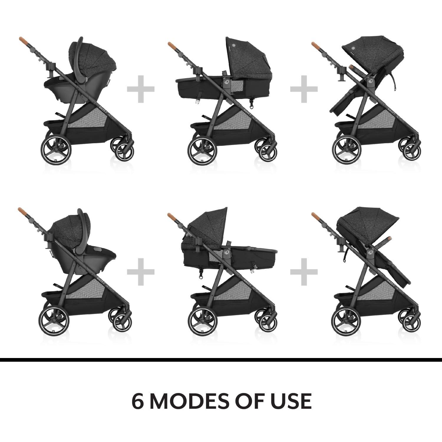 image:imageEvenflo Shyft Intuiti Travel System with Revolve180 LiteMax NXT Rotating RearFacing Lightweight Preemie and Infant Car Seat 330 lbs Black ShaleBlack Shale