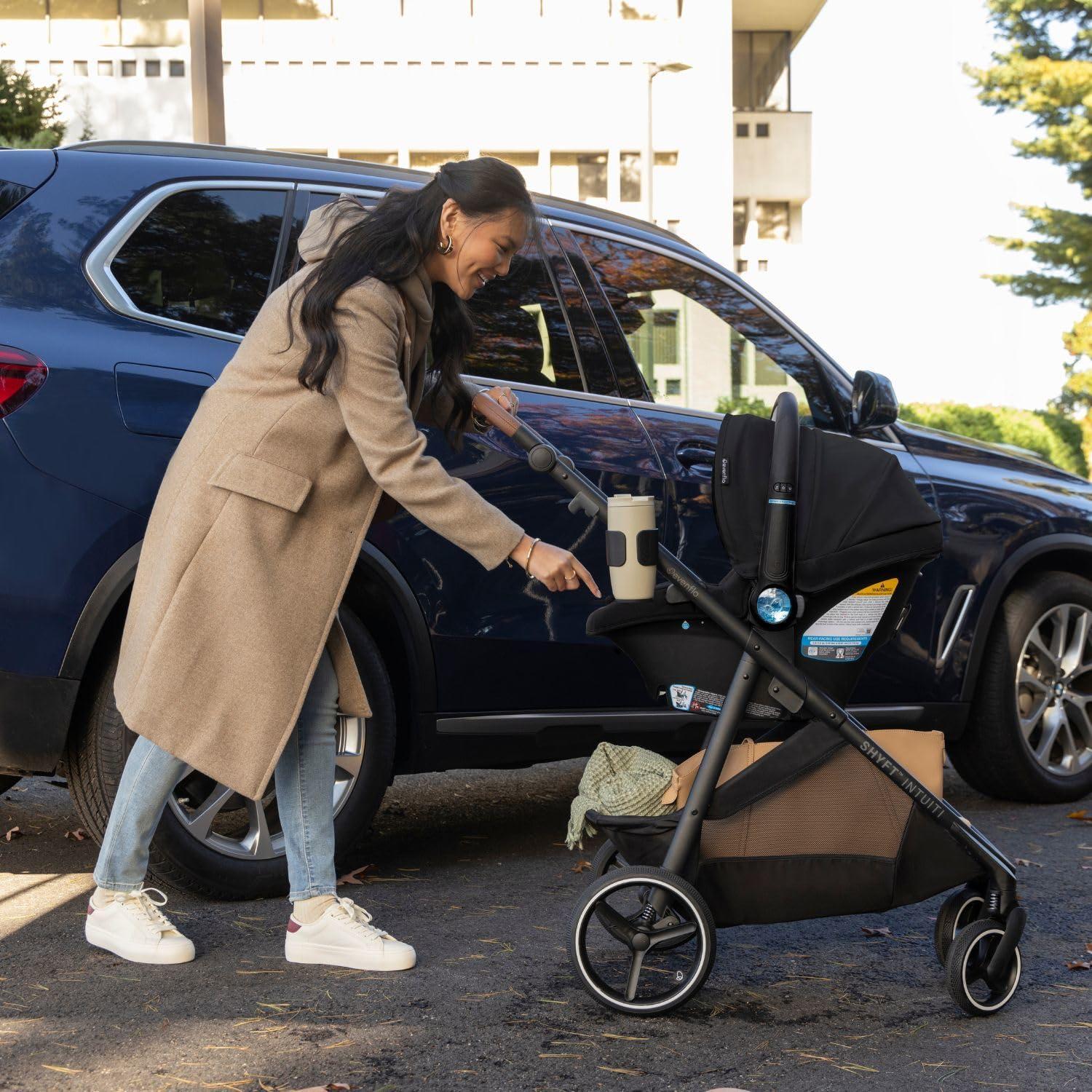 image:imageEvenflo Shyft Intuiti Travel System with Revolve180 LiteMax NXT Rotating RearFacing Lightweight Preemie and Infant Car Seat 330 lbs Black ShaleEclipse Black
