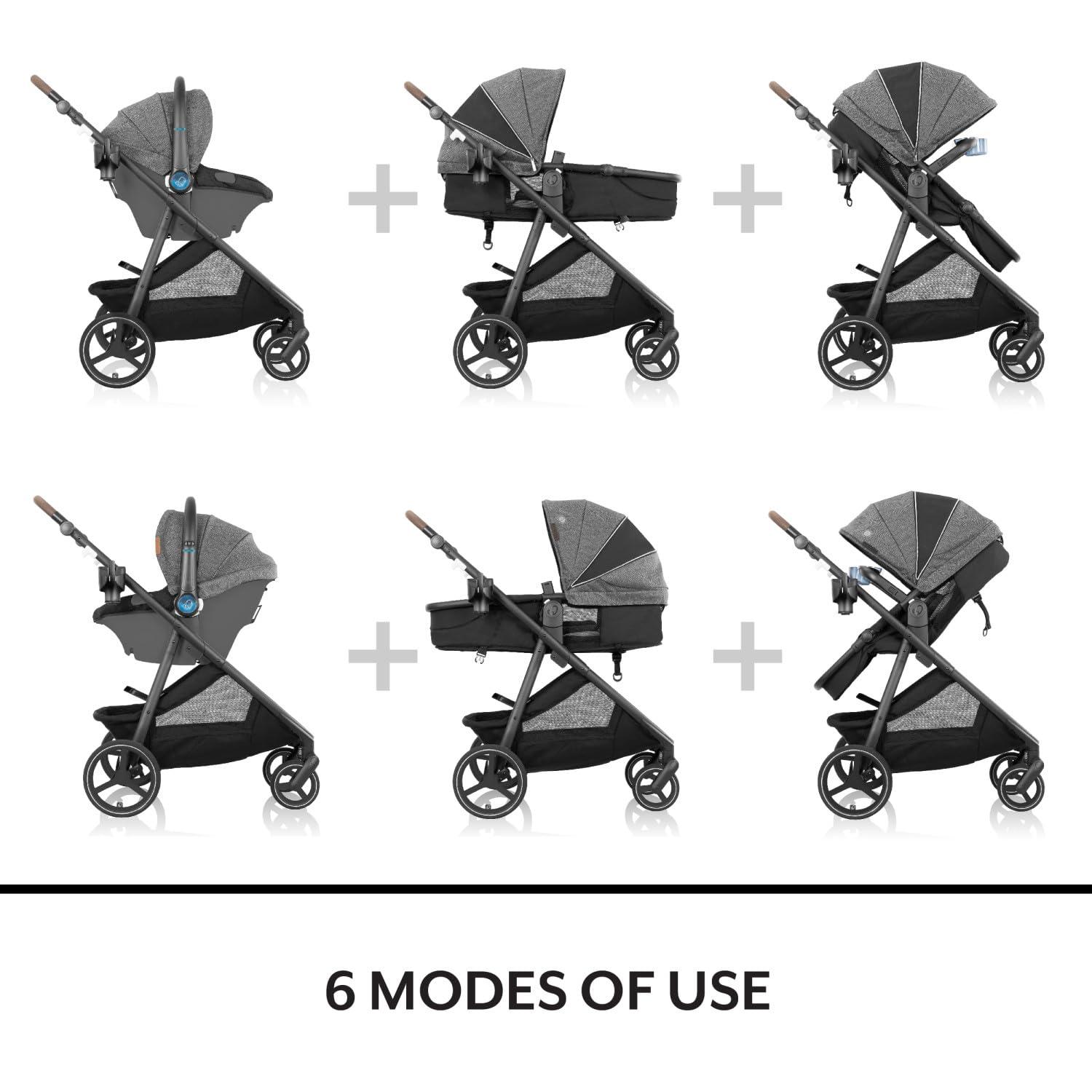 image:imageEvenflo Shyft Intuiti Travel System with Revolve180 LiteMax NXT Rotating RearFacing Lightweight Preemie and Infant Car Seat 330 lbs Black ShaleEclipse Black
