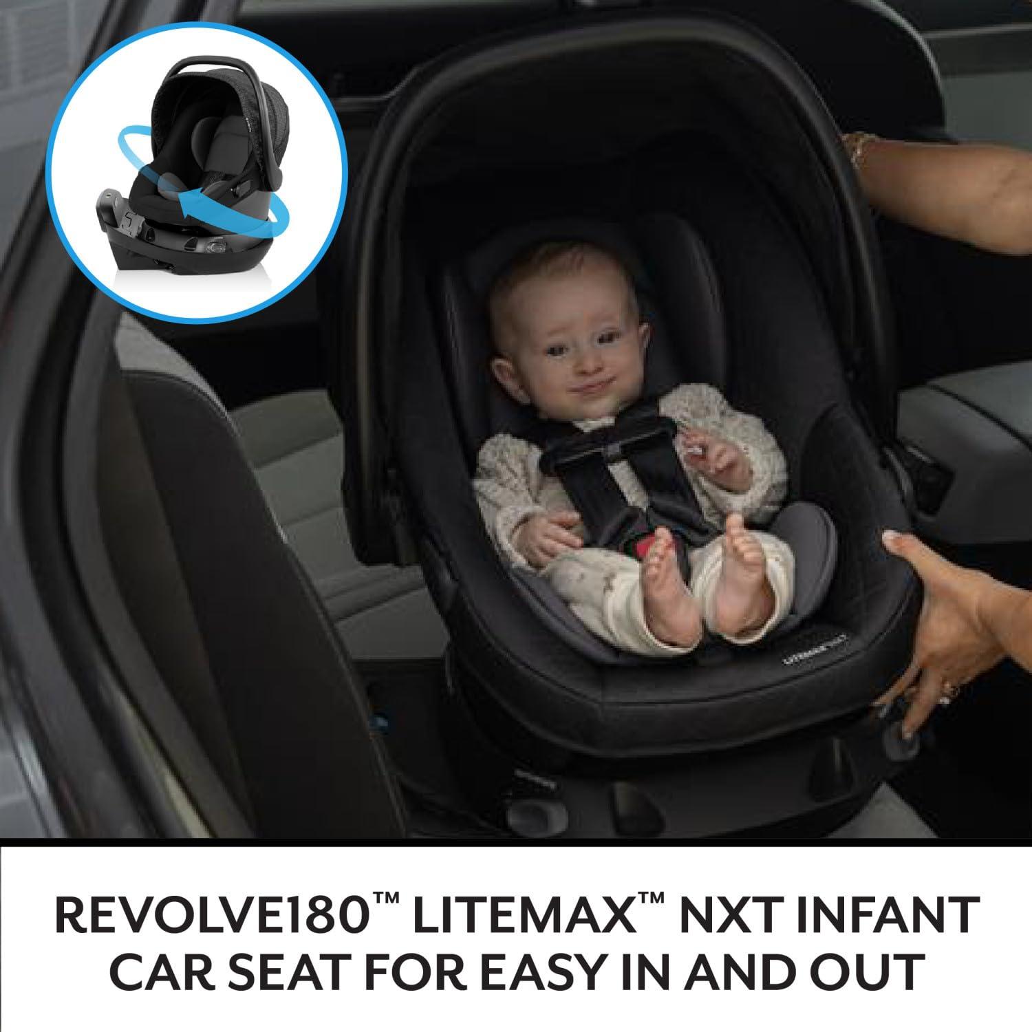 image:imageEvenflo Shyft Intuiti Travel System with Revolve180 LiteMax NXT Rotating RearFacing Lightweight Preemie and Infant Car Seat 330 lbs Black ShaleFossil Gray