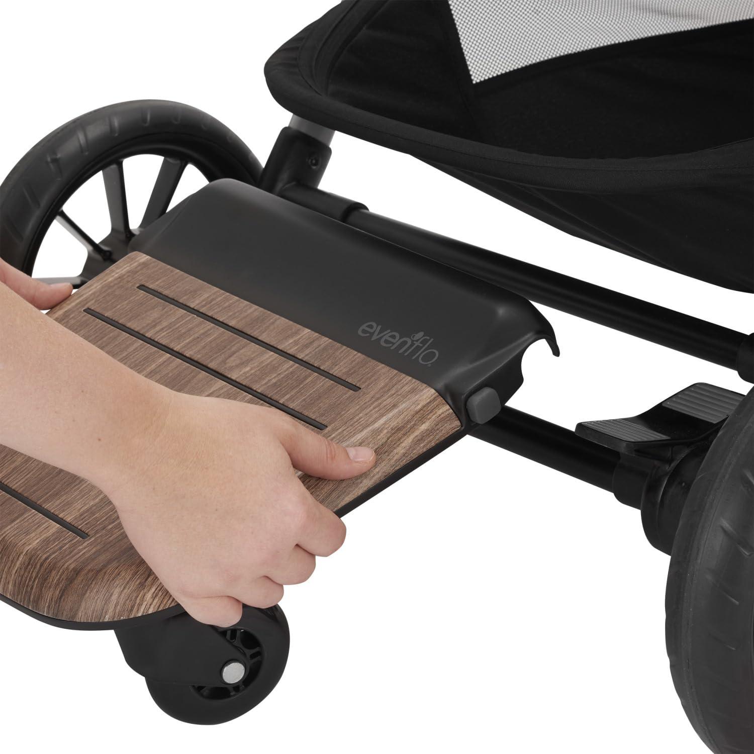 image:imageEvenflo Stroller Rider Board Convenient Riding Options NonSkid Surface SmoothRide Wheels Easy to Use Holds up to 50 Pounds No Additional Parts Needed One Size Wood GrainStroller