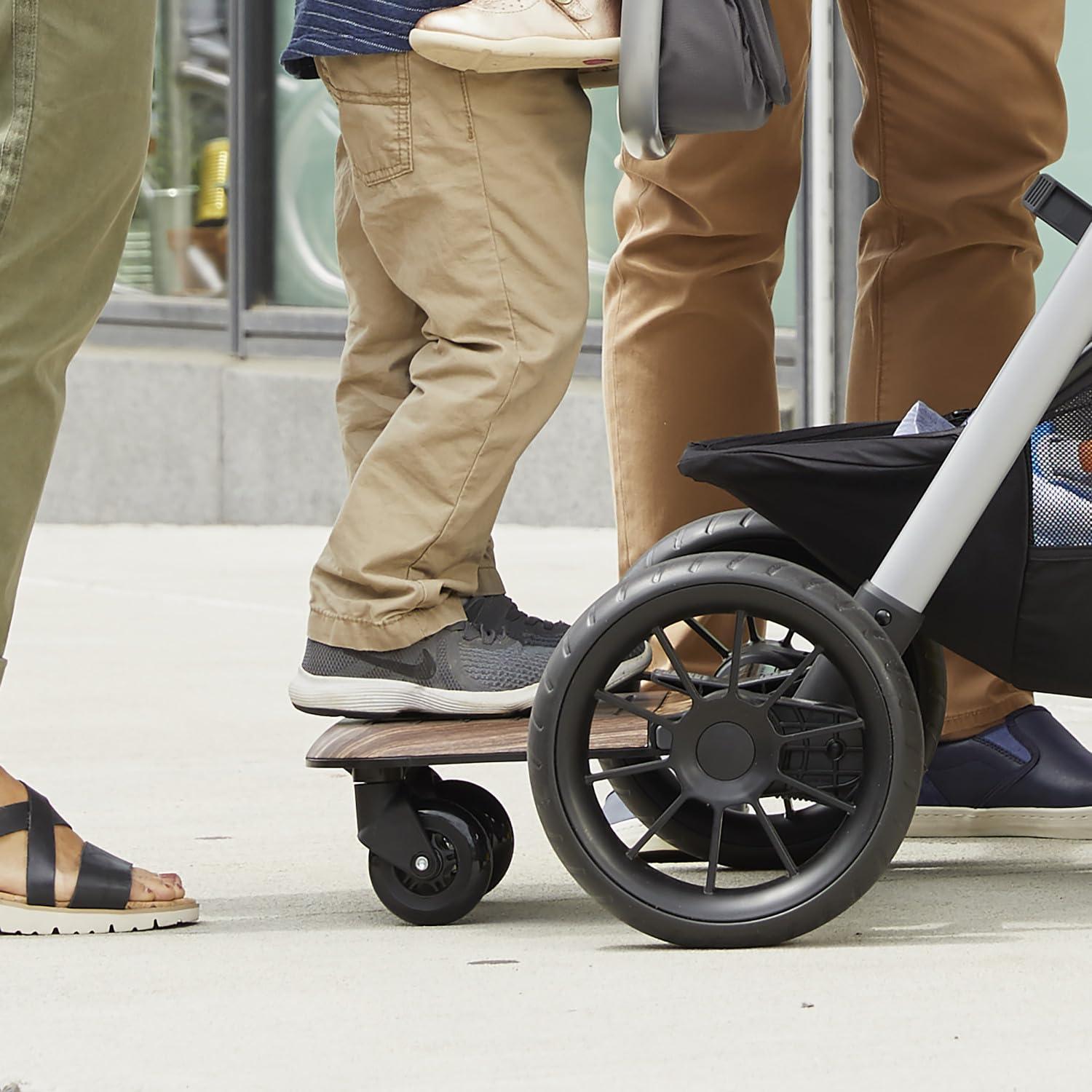 image:imageEvenflo Stroller Rider Board Convenient Riding Options NonSkid Surface SmoothRide Wheels Easy to Use Holds up to 50 Pounds No Additional Parts Needed One Size Wood GrainStroller