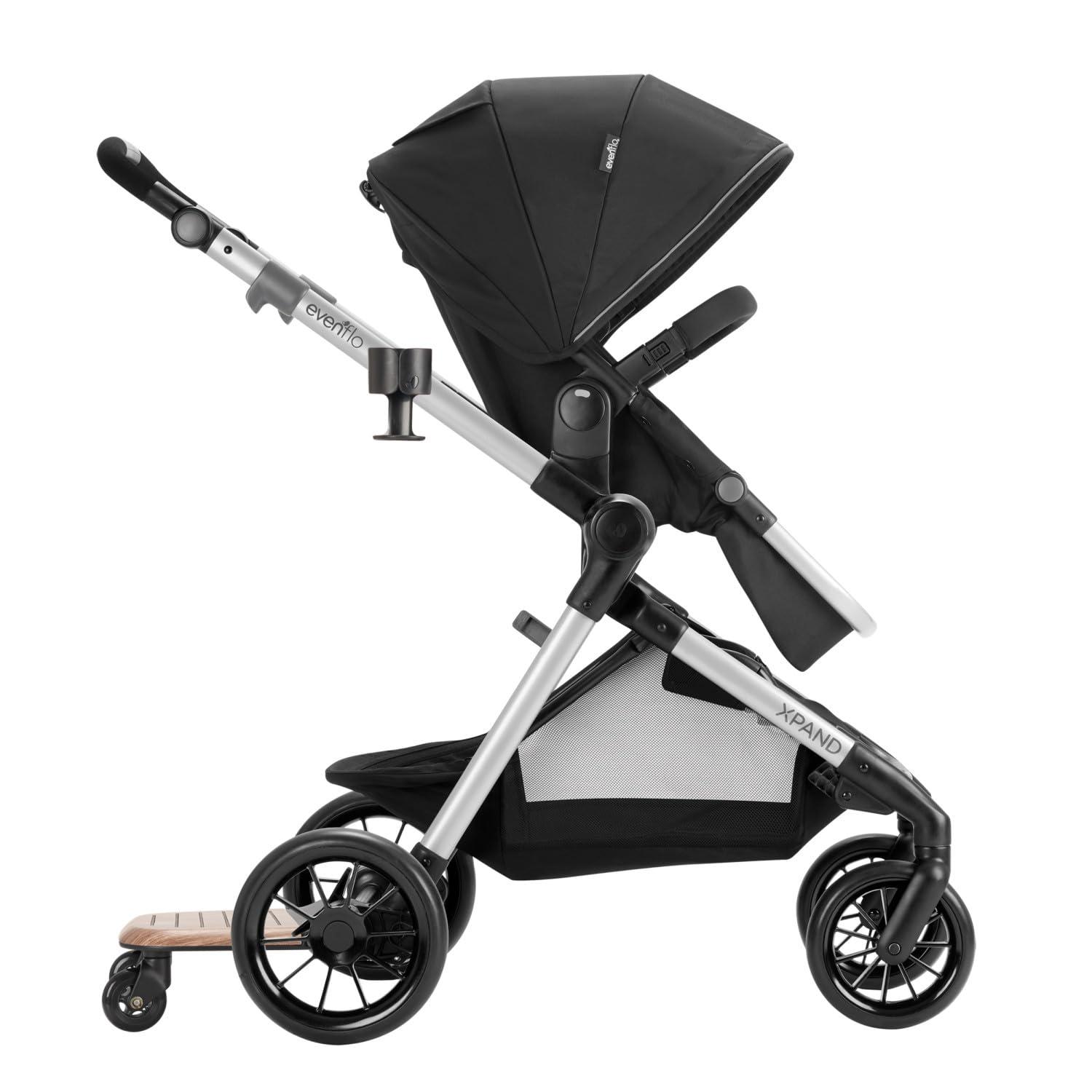 image:imageEvenflo Stroller Rider Board Convenient Riding Options NonSkid Surface SmoothRide Wheels Easy to Use Holds up to 50 Pounds No Additional Parts Needed One Size Wood GrainStroller