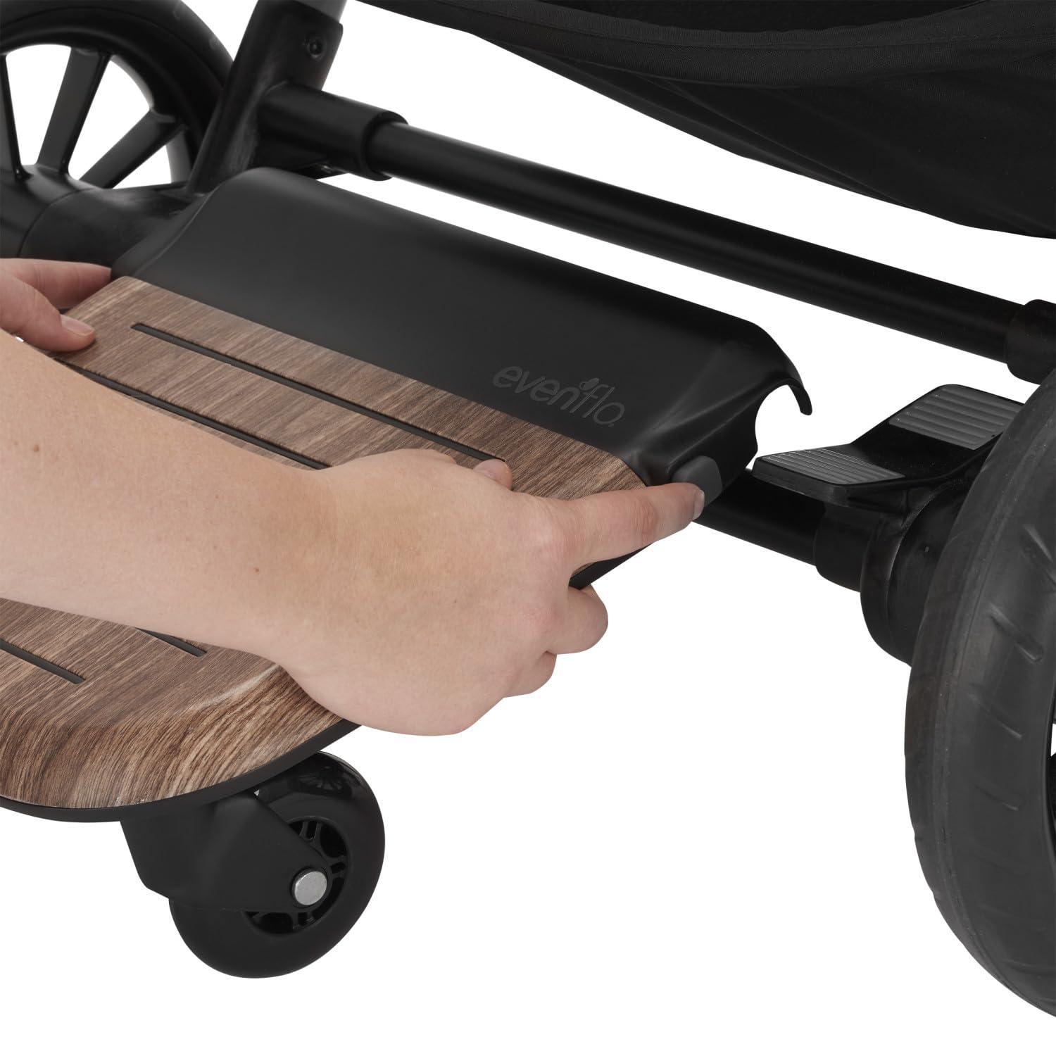 image:imageEvenflo Stroller Rider Board Convenient Riding Options NonSkid Surface SmoothRide Wheels Easy to Use Holds up to 50 Pounds No Additional Parts Needed One Size Wood GrainStroller
