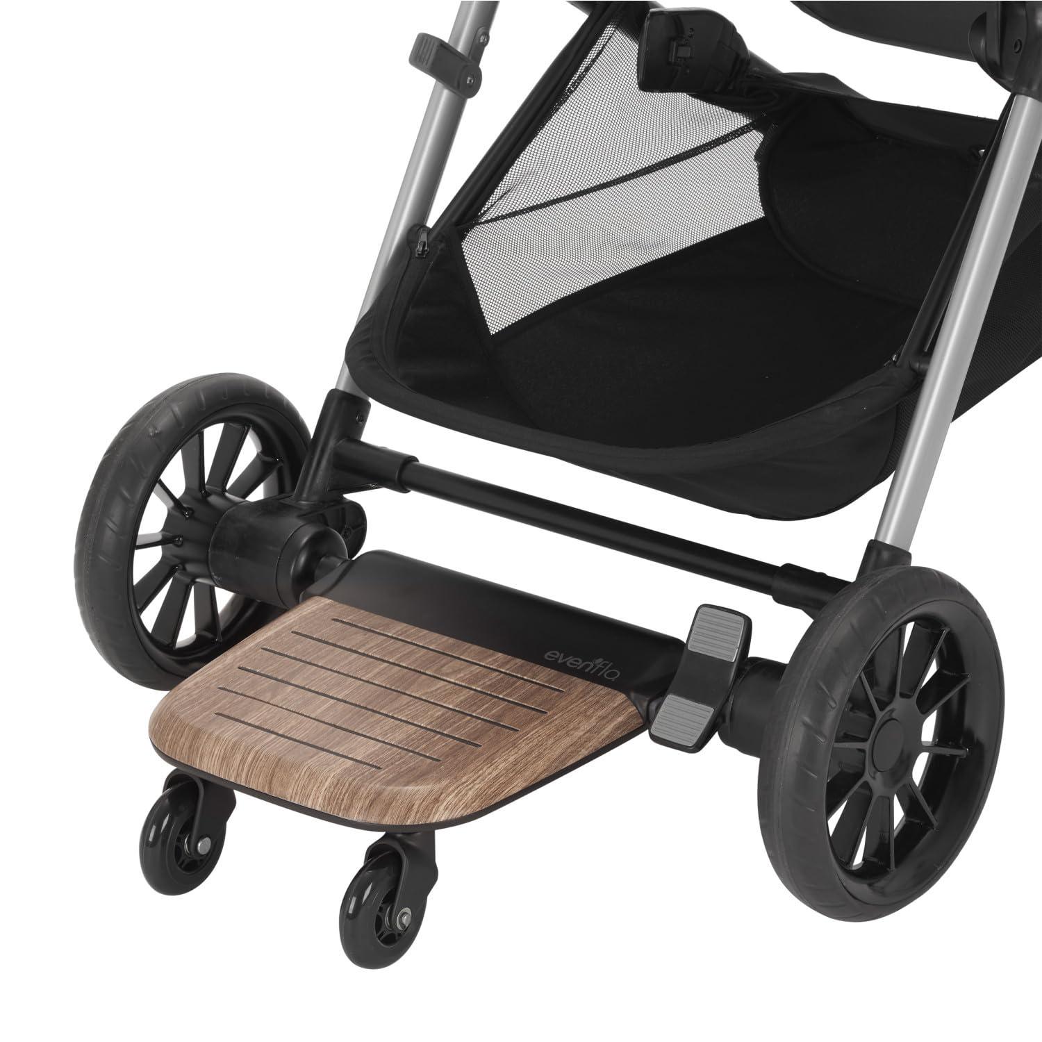 image:imageEvenflo Stroller Rider Board Convenient Riding Options NonSkid Surface SmoothRide Wheels Easy to Use Holds up to 50 Pounds No Additional Parts Needed One Size Wood GrainStroller