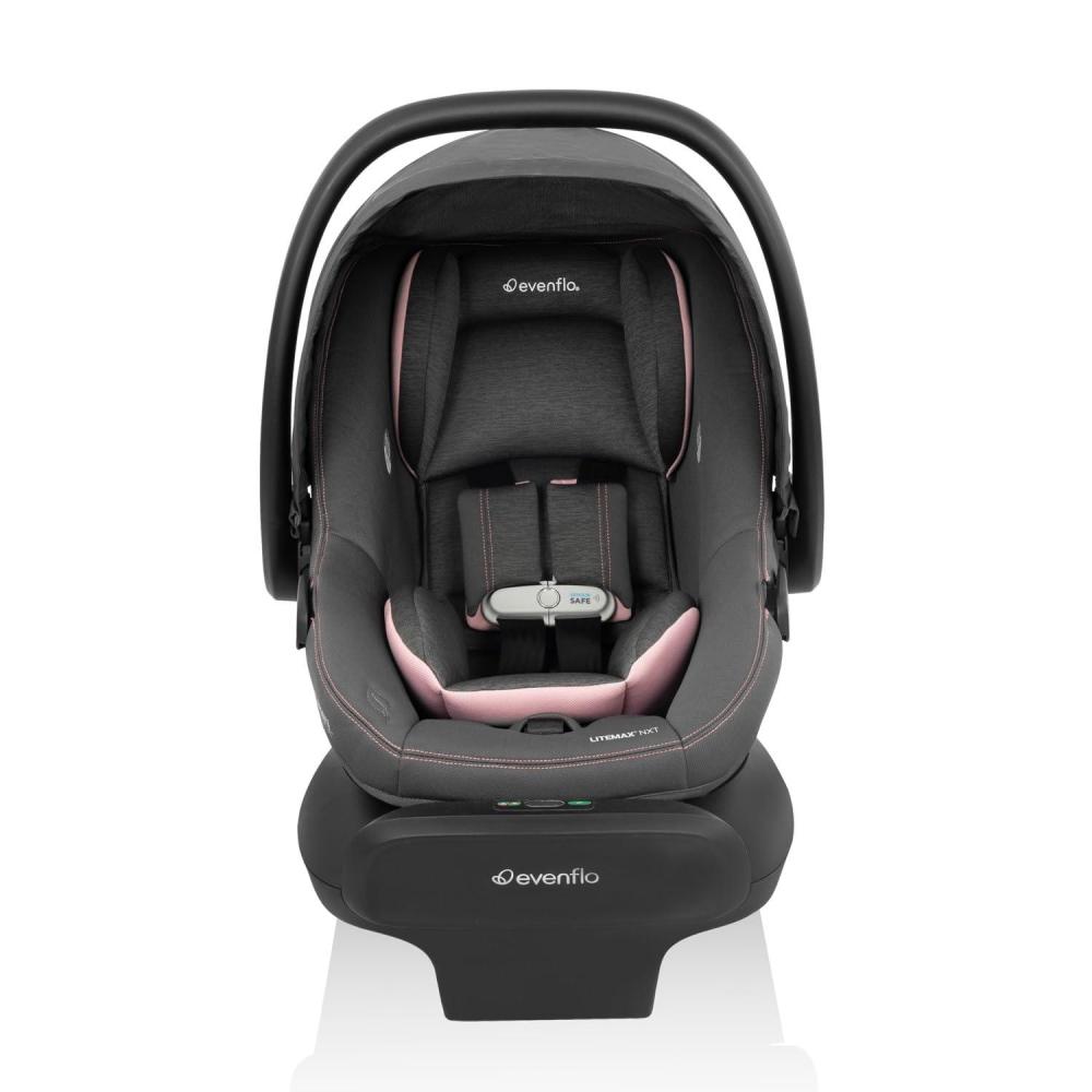 image:imageEvenflo LiteMax NXT RearFacing Lightweight Preemie and Infant Car Seat 330lbs with SensorSafe Easy Install with Base Anchor GrayPrimrose Pink