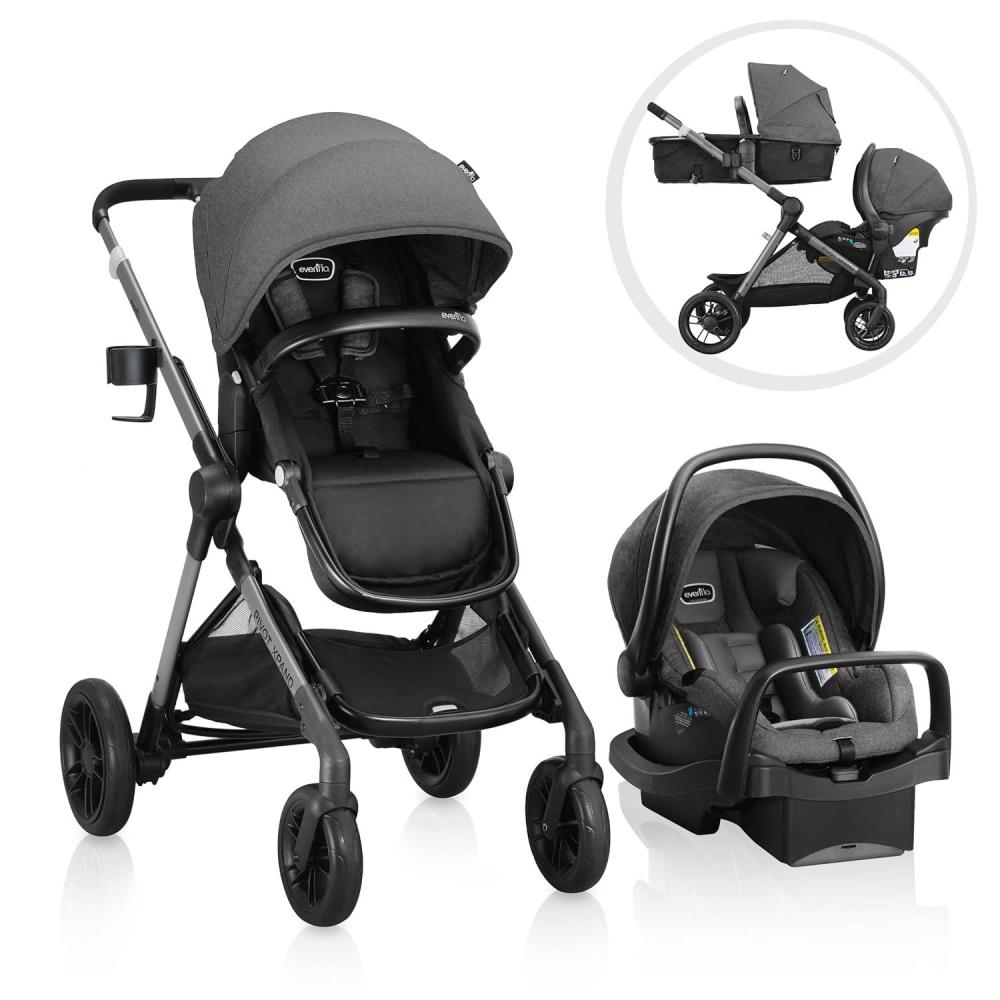 image:imageEvenflo Pivot Xpand Modular Travel System with LiteMax Infant Car Seat with AntiRebound Bar Sabino GraySabino Gray
