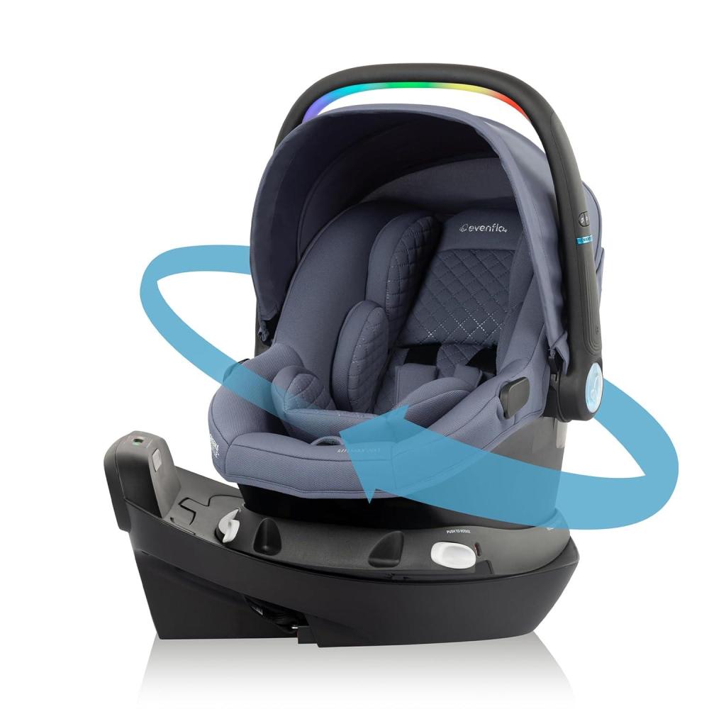 image:imageEvenflo Revolve180 LiteMax NXT Rotating RearFacing Lightweight Preemie and Infant Car Seat 330lbs with Green amp Gentle Easy Install with Base Primrose PinkFlint