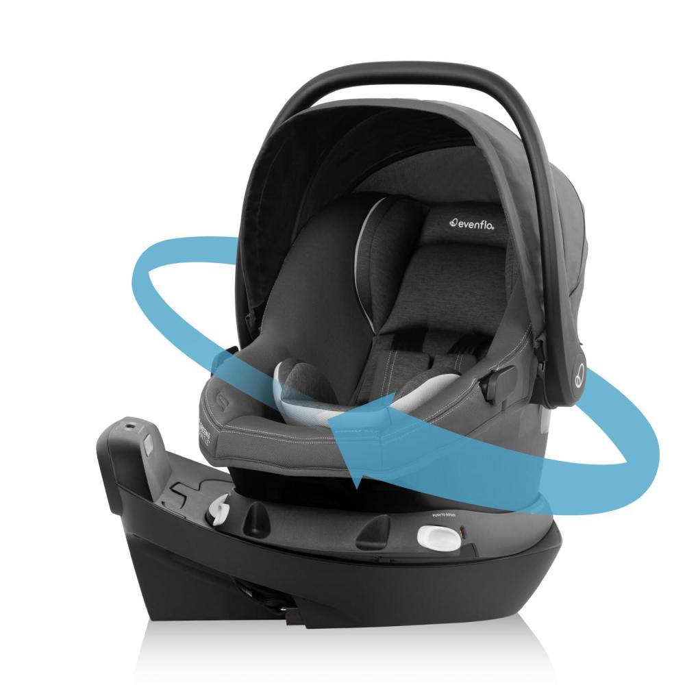 image:imageEvenflo Revolve180 LiteMax NXT Rotating RearFacing Lightweight Preemie and Infant Car Seat 330lbs with Green amp Gentle Easy Install with Base Primrose PinkAnchor Gray