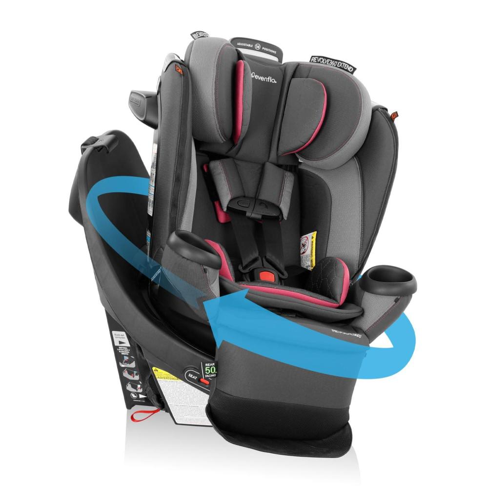 image:imageEvenflo Revolve360 Extend Convertible Car Seat with 360 Degree Rotation Extended RearFacing ForwardFacing Booster Mode and Secure LATCH Install Revere GrayRowe Pink