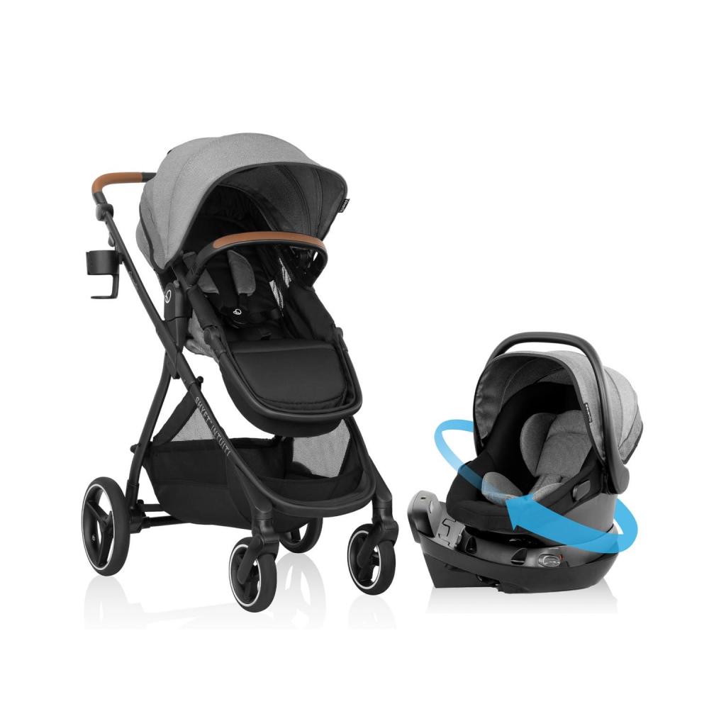 image:imageEvenflo Shyft Intuiti Travel System with Revolve180 LiteMax NXT Rotating RearFacing Lightweight Preemie and Infant Car Seat 330 lbs Black ShaleFossil Gray