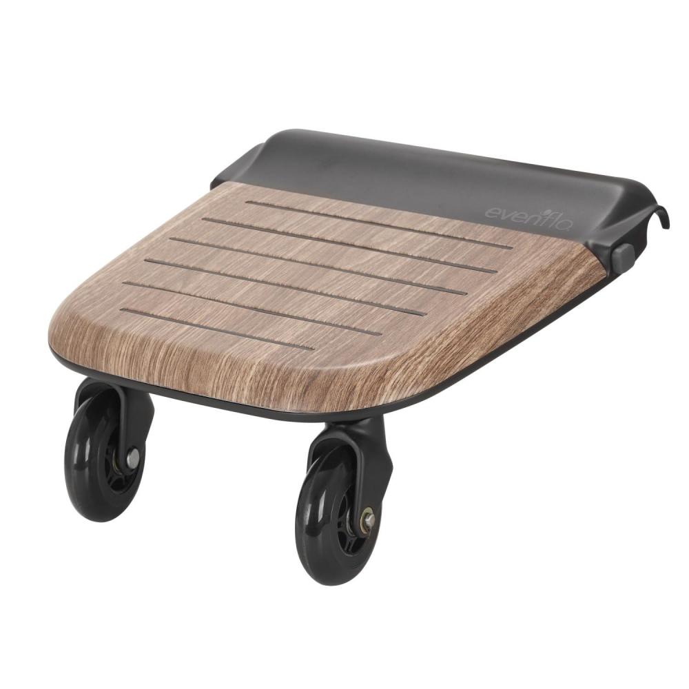 image:imageEvenflo Stroller Rider Board Convenient Riding Options NonSkid Surface SmoothRide Wheels Easy to Use Holds up to 50 Pounds No Additional Parts Needed One Size Wood GrainStroller