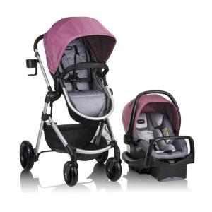 image:imageEvenflo Pivot Modular Travel System with LiteMax Preemie and Infant Car Seat Desert TanDusty Rose Pink