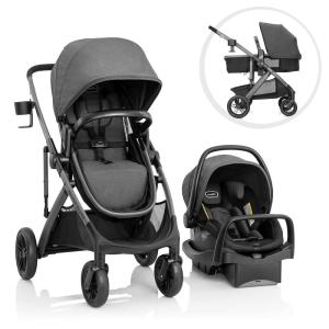 image:imageEvenflo Pivot Suite Modular Travel System with LiteMax Infant Car Seat Dunloe BlackDevon Gray
