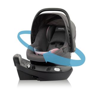 image:imageEvenflo Revolve180 LiteMax NXT Rotating RearFacing Lightweight Preemie and Infant Car Seat 330lbs Easy Install with Base Cinder GrayPrimrose Pink