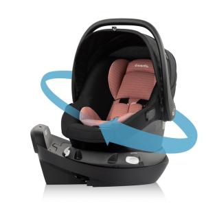 image:imageEvenflo Revolve180 LiteMax NXT Rotating RearFacing Lightweight Preemie and Infant Car Seat 330lbs Easy Install with Base Cinder GrayRose Pink