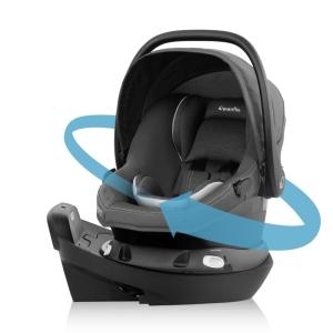 image:imageEvenflo Revolve180 LiteMax NXT Rotating RearFacing Lightweight Preemie and Infant Car Seat 330lbs with Green amp Gentle Easy Install with Base Primrose PinkAnchor Gray